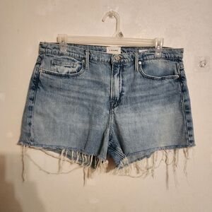 Frame Le Brigette Raw Frayed Hem 3" Denim Shorts Size 32